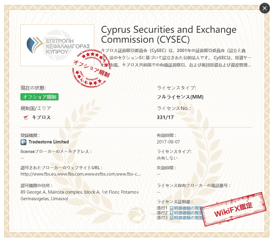 取得ライセンス1．キプロス証券取引委員会（CySEC）のイメージ