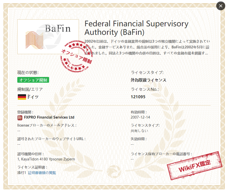 FXProの取得ライセンス2．ドイツ連邦金融監督庁（BaFin）