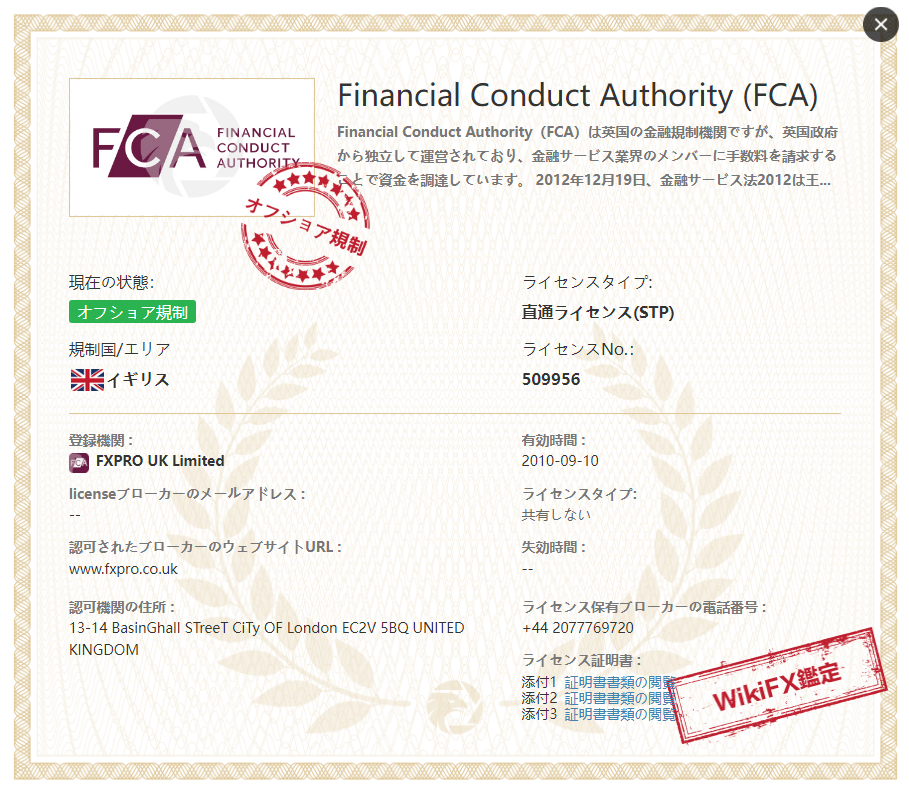 FXProの取得ライセンス4．英国金融行動監視機構（FCA）