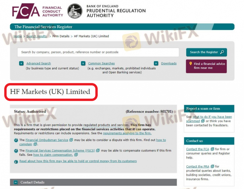 HF Markets (UK) Limitedが英国金融行動監視機構（FCA）のライセンスを取得しているイメージ